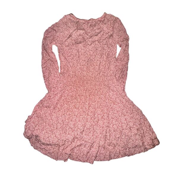 Faherty Montara Dress Women's Size L Mauve Leaf Batik Mini V Neck L/S Smocked - Picture 5 of 8